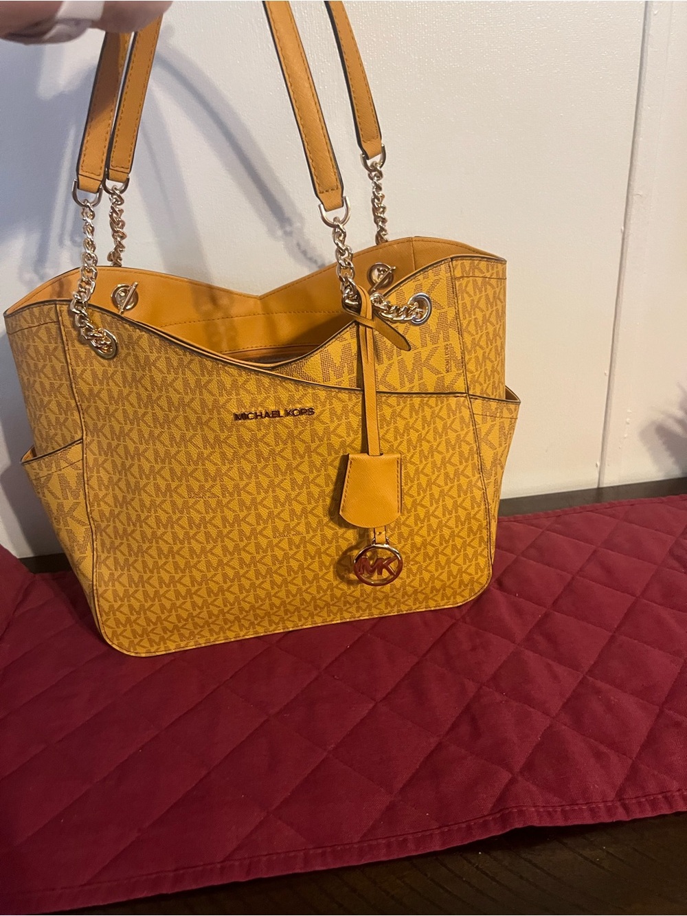 Michael Kors Mustard Signature MK Tote with Gold Hardware